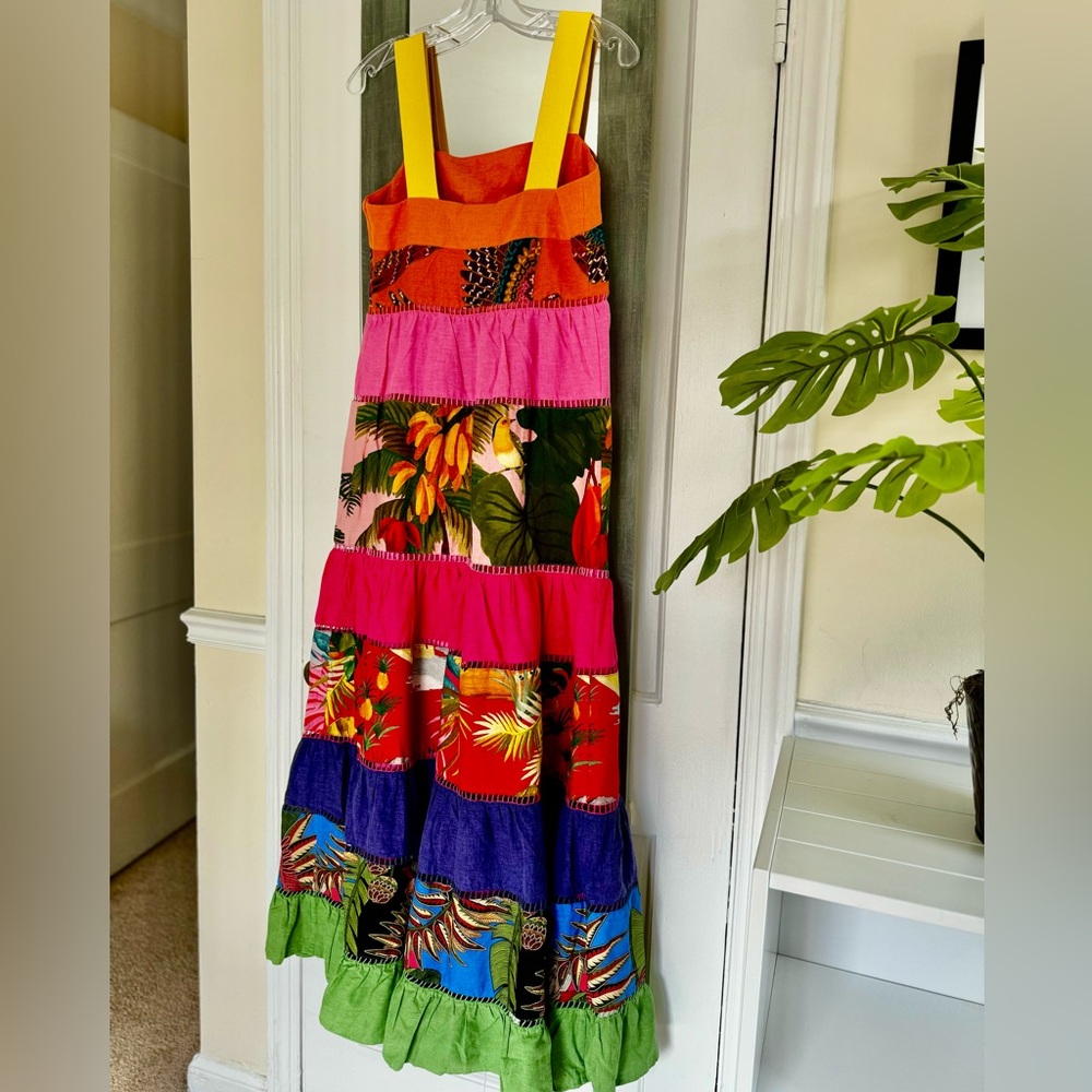 Farm Rio Rainbow Mixed Prints Maxi Dress Tropical Boho Gypsy - Picture 5 of 14